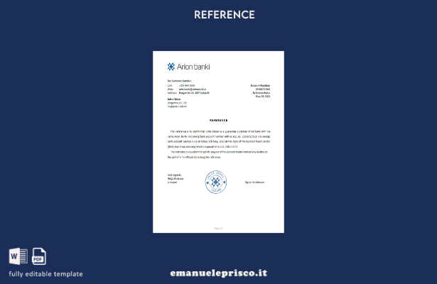 modello di riferimento della banca islandese Arion Bank in stile verificato
